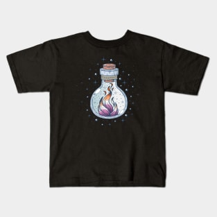 Lesbian Fire Occult Bottle LGBT Pride Flag Kids T-Shirt